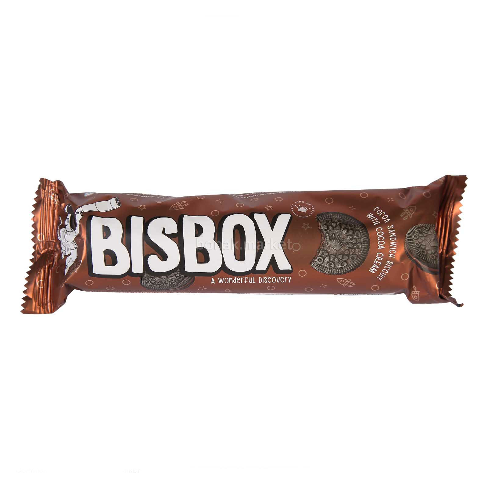 بیسکوییت کاکائویی با مغز کرم کاکائو بیس باکس ( Bisbox ) وزن 110 گرمی